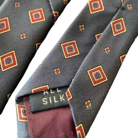 Pre Owned Men’s Envoy Tie Neck Tie Necktie All Silk Made In USA Diamond Pattern - Picture 3 of 5